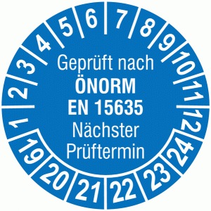 Prüfplakette Geprüft nach ÖNORM EN 15635