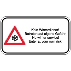 Schilder-Vorlage: Kein Winterdienst! Betreten auf eigene Gefahr. No winter service! Enter at your own risk.